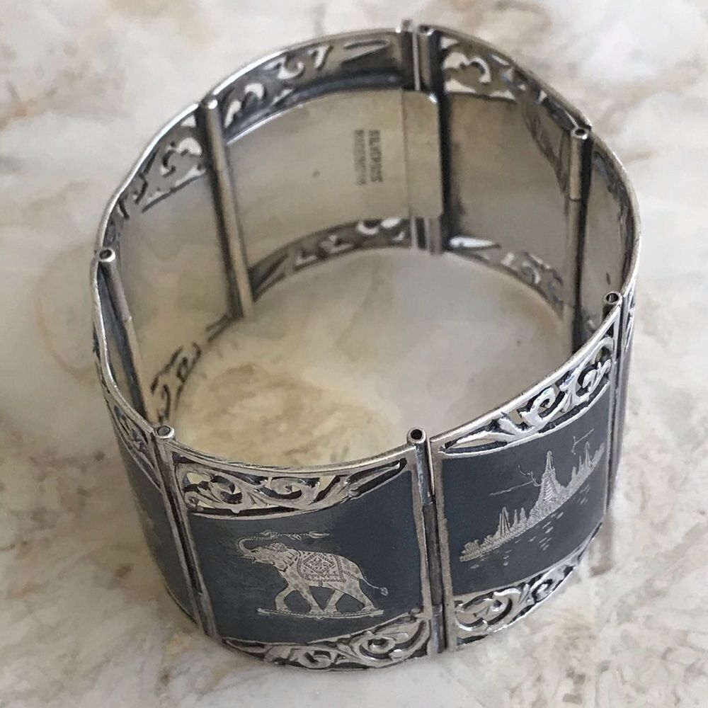 ANTIQUE SIAM 925 STERLING NIELLOWARE BRACELET
